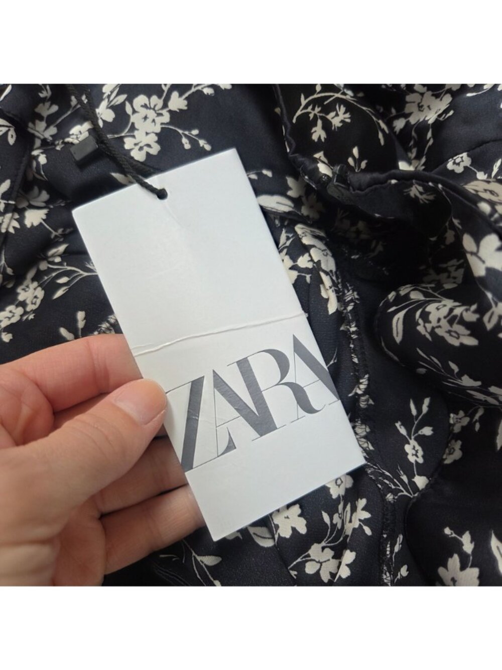 NWT Zara Black Floral Midi Skirt Career Cocktail Women's M - Picture 7 of 11
